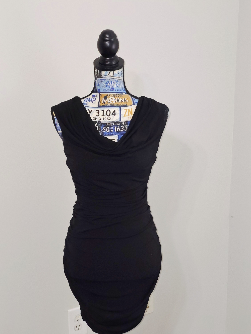 BCX Poly Spandex Mini Dress Size S Rauched Front & Back Fully Lined Beaded Back